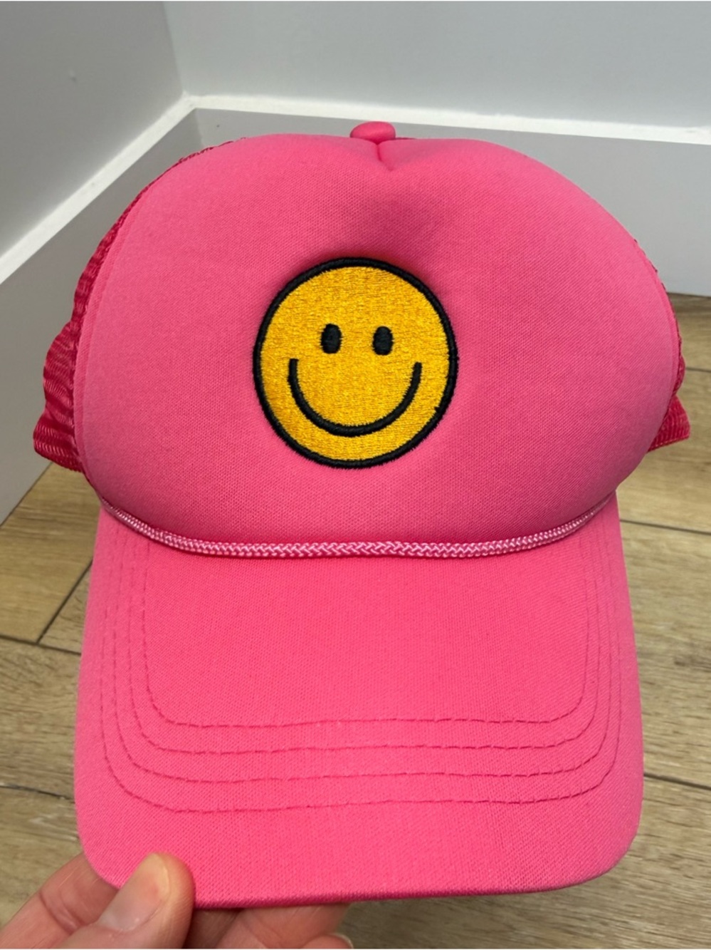 Smiley Face Hot Pink Trucker Adjustable Hat Women’s